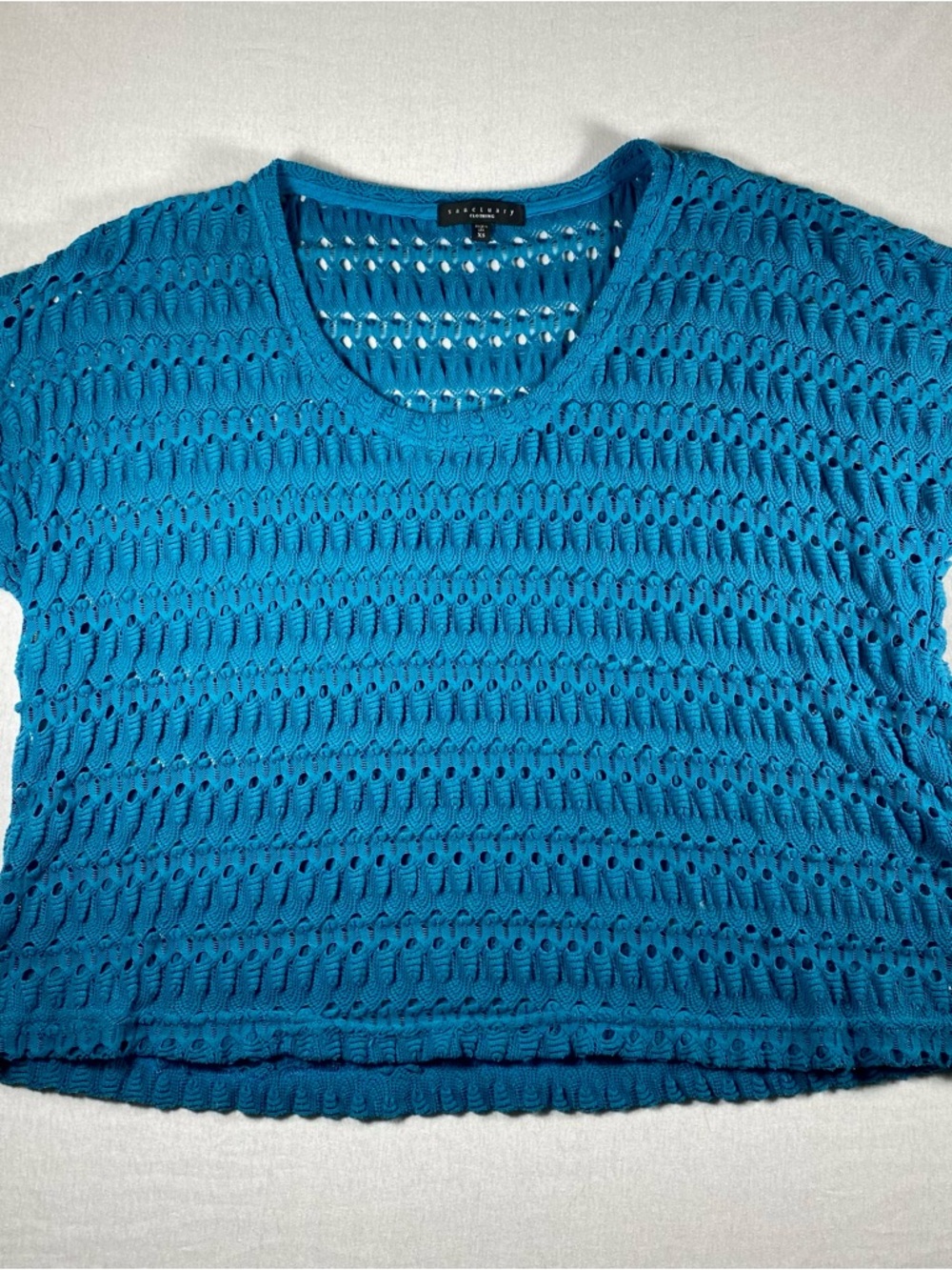 Anthropologie Sanctuary XS Pullover Furrowed Eyelet Top Open Knit boho